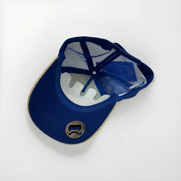 NWT Bud Light Straw Trucker Hat Bottle Opener Blue Patch One Size Adjustable - Picture 10 of 12